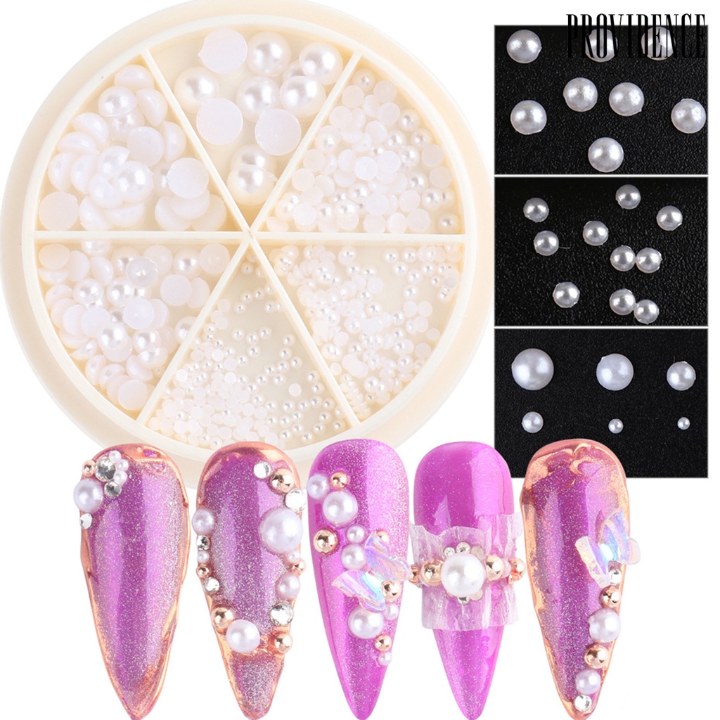 Providence Nail Art Beads Flat Back Easy to Stick Round Nail Imitation Pearl Ornaments for Female