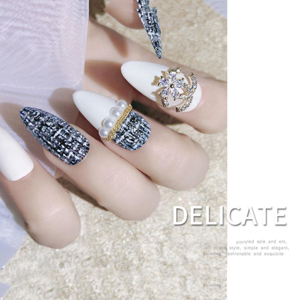Rebuy Butterfly Nail Rhinestones Charms 1 Pcs Mutiara Bunga Nail Art Perhiasan Rantai Liontin Manicure Aksesoris