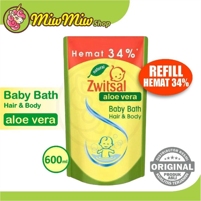Zwitsal Aloe Vera Baby Bath Hair and Body 200 ml/450  ml/ 600 ml