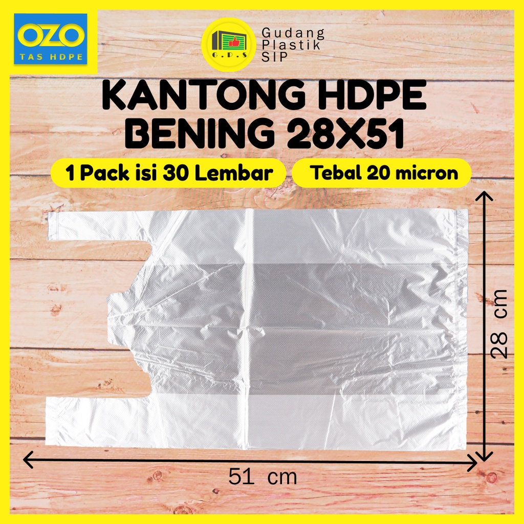 Kantong Plastik Kresek Bening Tebal UK 28x51 HDPE