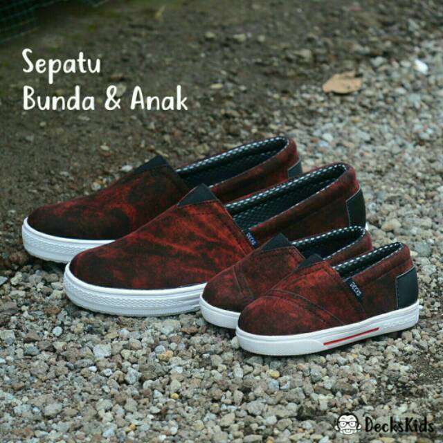 Sepatu Decks Hamada Maroon Wash Sepatu Wanita Casual Original