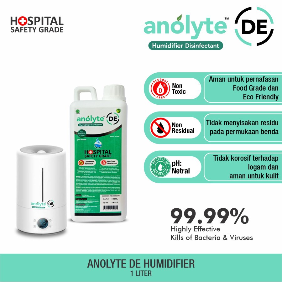 Air Disinfectant Anolyte DE for Humidifier. Cairan Disinfektan 1 Liter Air Sanitizer untuk Diffuser