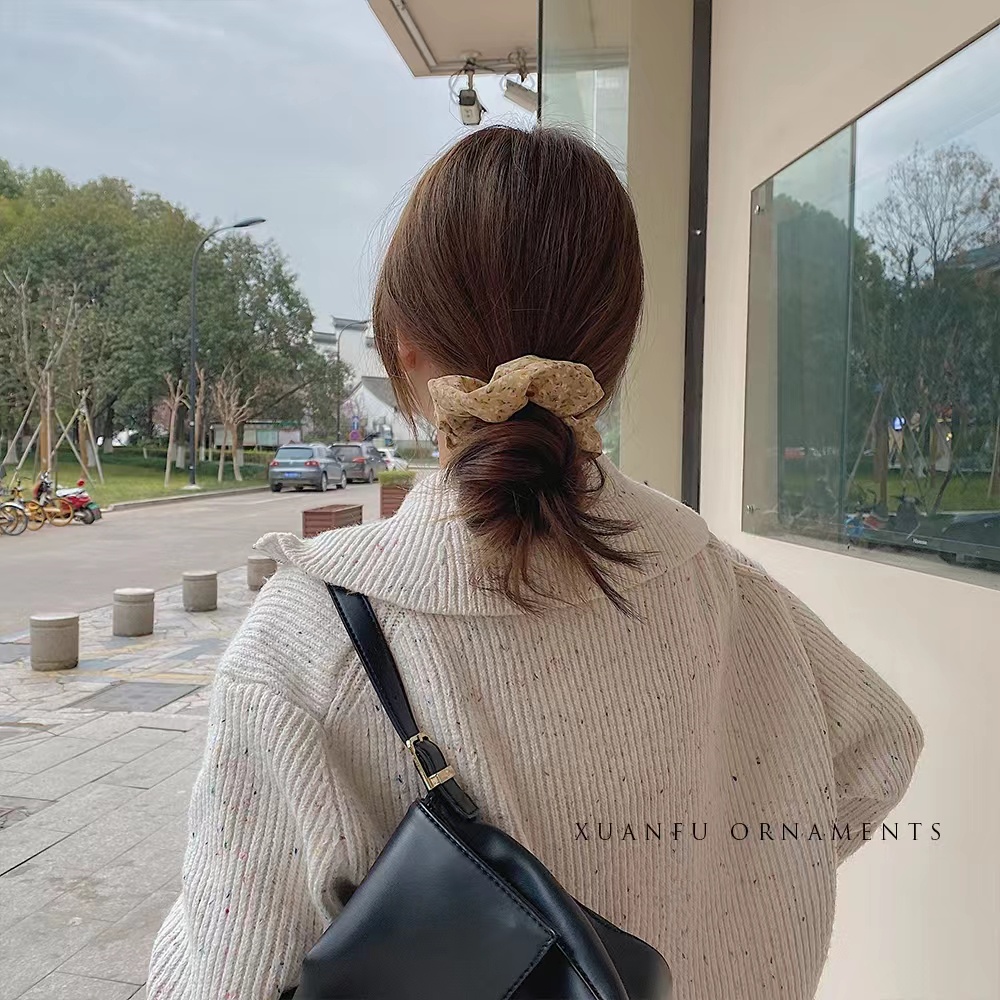 Ikat Rambut Ponytail Wanita Lucu Motif Bunga Aksesoris Rambut Fashion Import - Srunchie Bunga