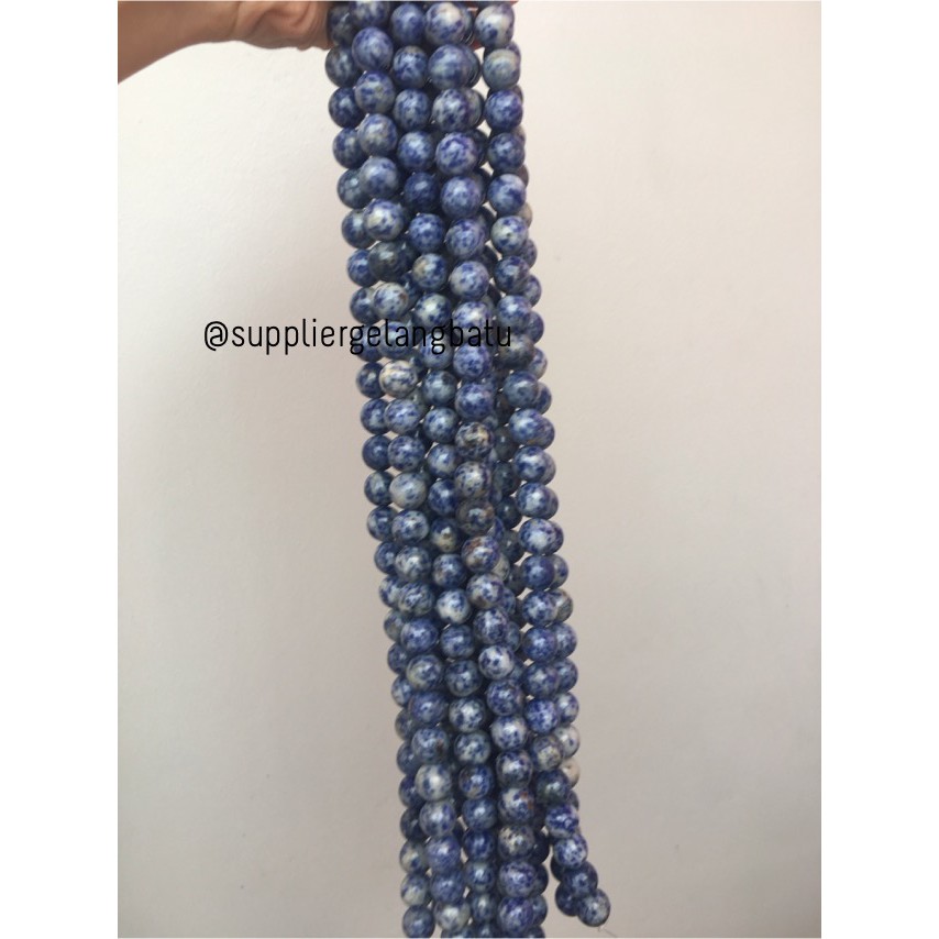 bahan gelang batu kalung sodalite 14mm renceng akik alam biru natural fashion aksesoris craft supply