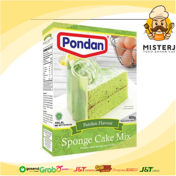 

Pondan Sponge Cake Pandan | 400 Gram | Pondan Premiks Sponge Cake Mix Rasa Pondan