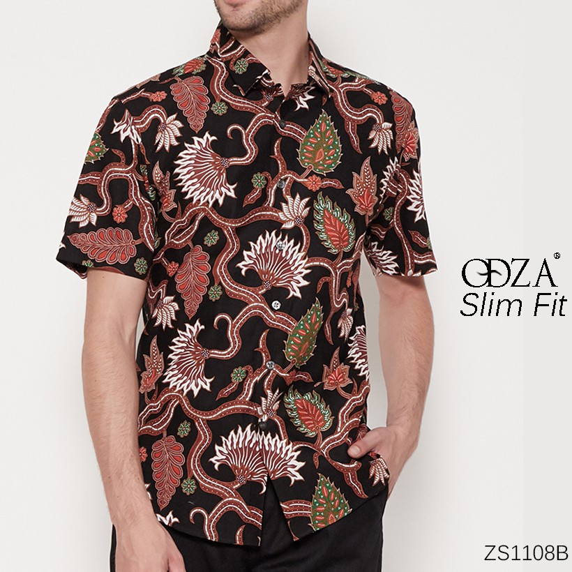 Toko Grosir Odza Kemeja Batik Pekalongan Pria Sogan Hem Solo Slim Fit Lengan Pendek ARaAZmfbmd0gd