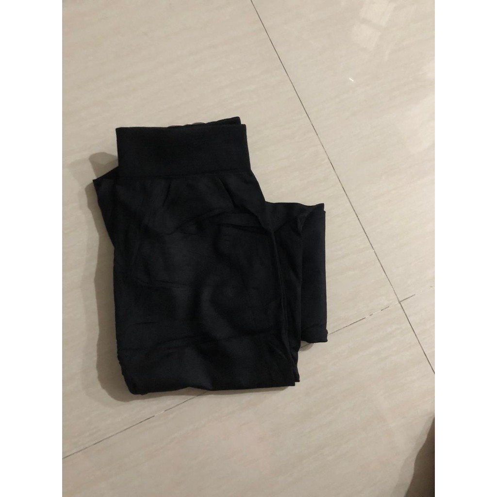 Legging Wanita Up To XL Import Premium Stretch Panjang Bahan Halus Tebal Black R66