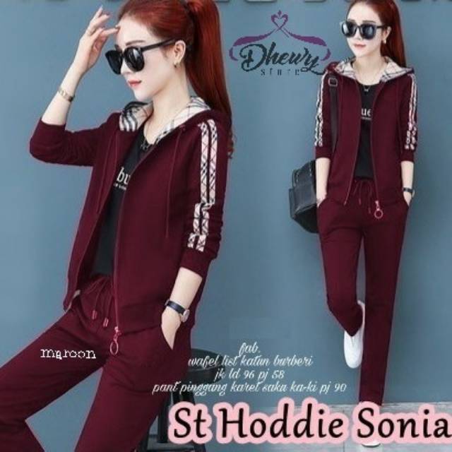 Set hoddie sonia jaket setelan