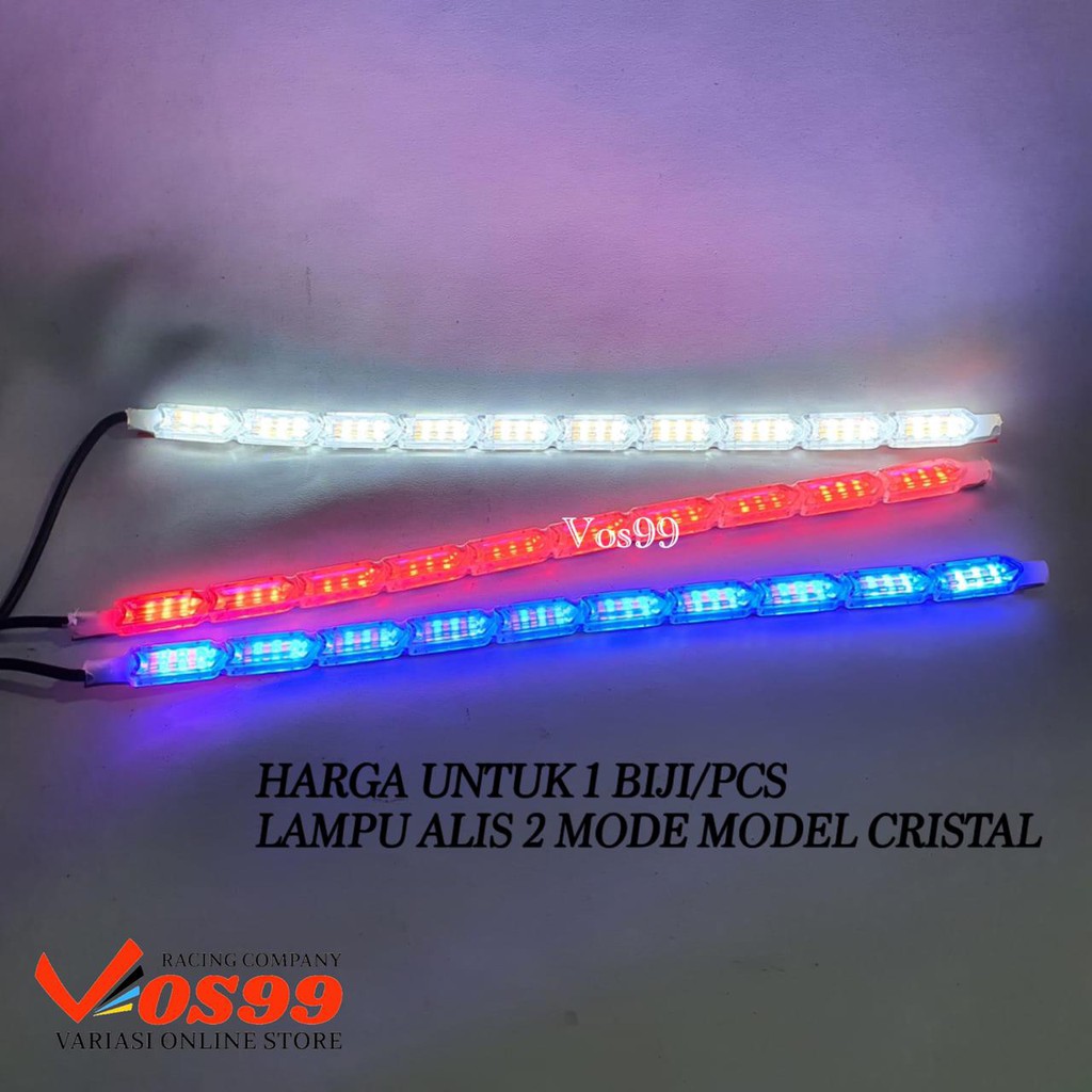 [ 1 BIJI ] LAMPU ALIS KRISTAL DENGAN 2 MODE SENJA DIAM &amp; SEN RUNNING PANJANG 30CM BISA UNTUK SEMUA JENIS MOTOR