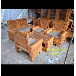 Meja kursi tamu kayu jati kursi sofa busa dudukan kursi ruangan tamu ukir jati