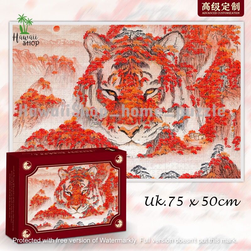 Puzzle Jigsaw kayu 1000 pcs Uk.75x50cm - TIGER &amp; DRAGON