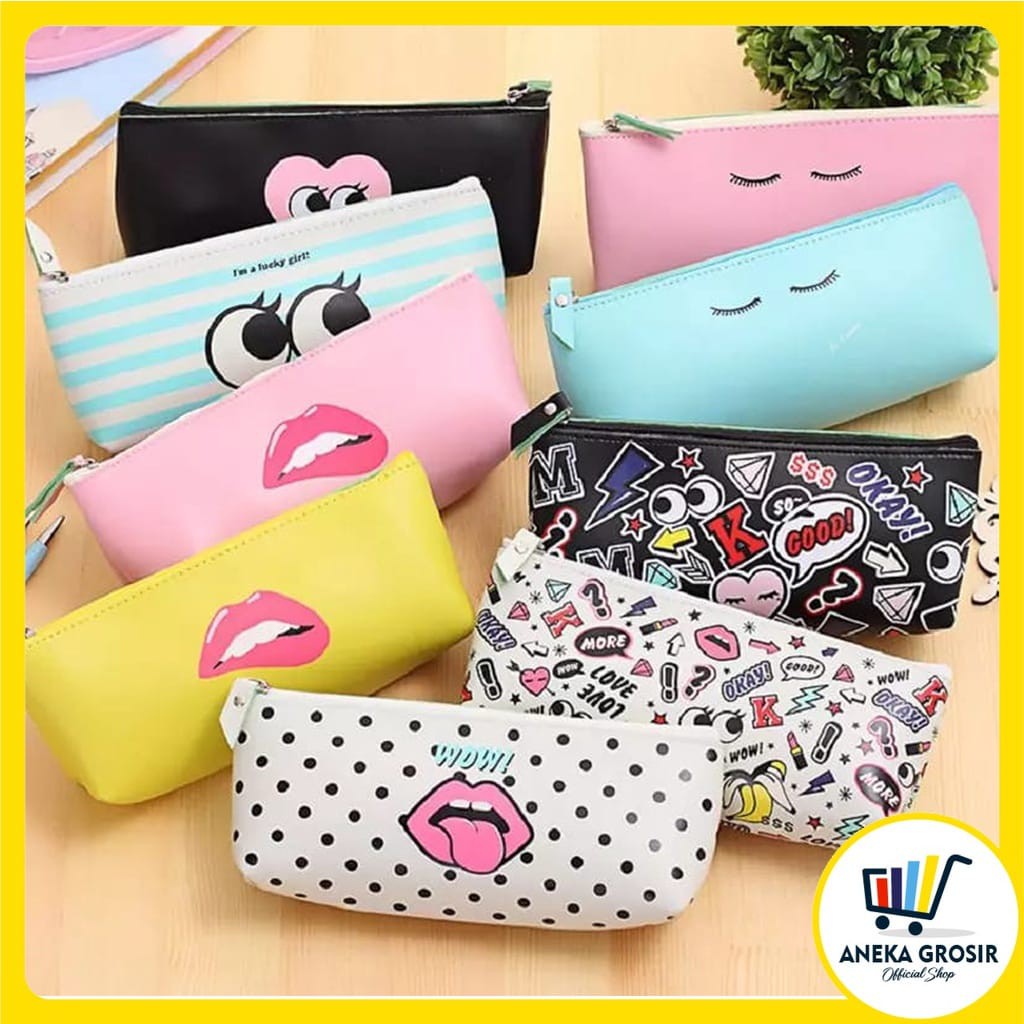 Tempat pensil kain tempat stationary tempat bulpen/pena Pencil case