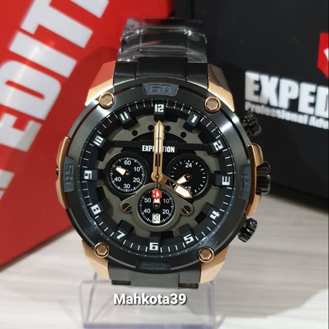 Jam tangan pria Expedition E6787MC Black Rosegold