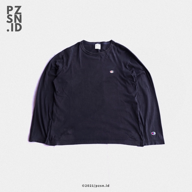 Baju Kaos T-Shirt Champion Small Logo Lengan Panjang / Long Sleeve Second Original