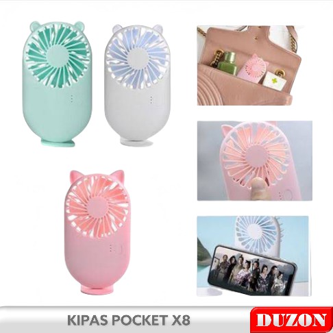 KIPAS ANGIN MINI FAN X8 POCKET MINI FAN CUTE KOREA PORTABLE ORIGINAL