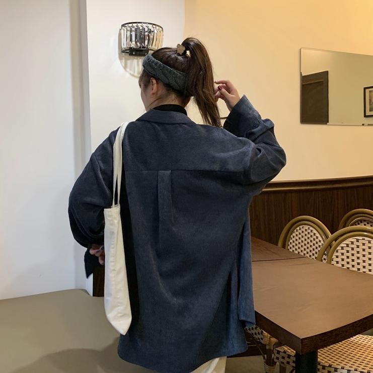 Berkualitas Kemeja Kotak-kotak Wanita Korea Jaket Lengan Panjang Retro 한