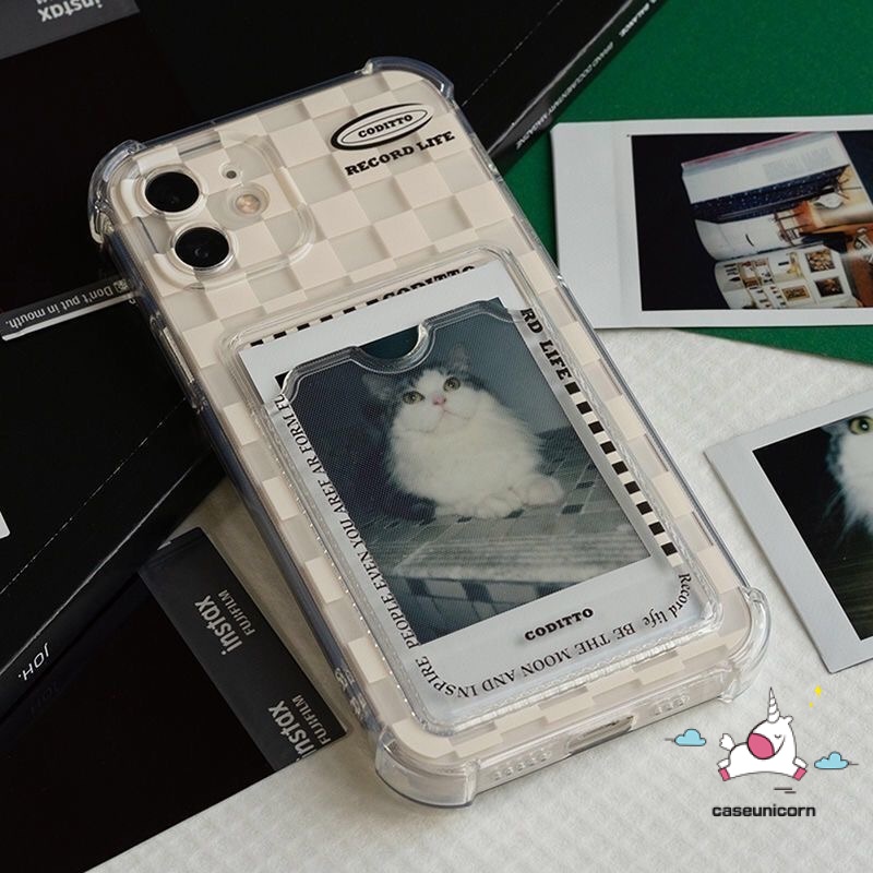 Soft Case Tpu Transparan Motif Kotak-Kotak Untuk iPhone 7 8 14 plus 11 12 13 14 pro Max 6 6s plus XR X XS Max SE