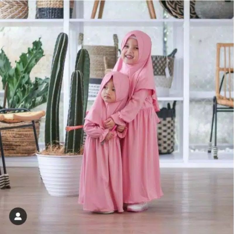 Gamis Aira Set Hijab Anak Perempuan Usia 2-7 Tahun |Setelan Busana Bju Syari Bayi Terbaru 3-5 Thn |Stelan Pakaian Tanggung Little Pineapple Baju Muslim Lucu