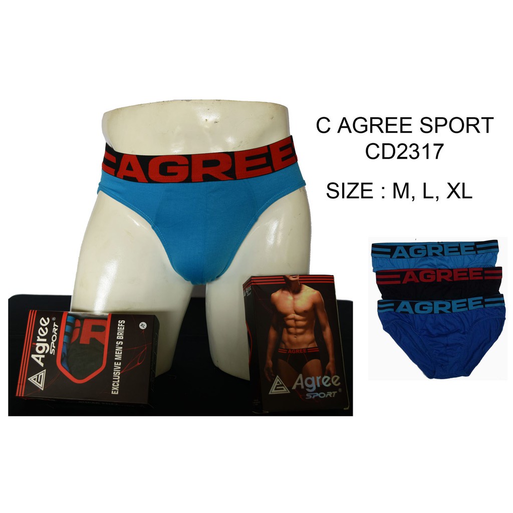 3pcs CD Agree 2317 Pria Dewasa | Celana Dalam Agree Karet Boxer | CD Pria | Open Sorx