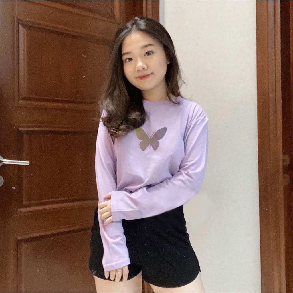 baju Atasan Lengan Panjang Wanita Lilac -  Bahan Spandex Size L