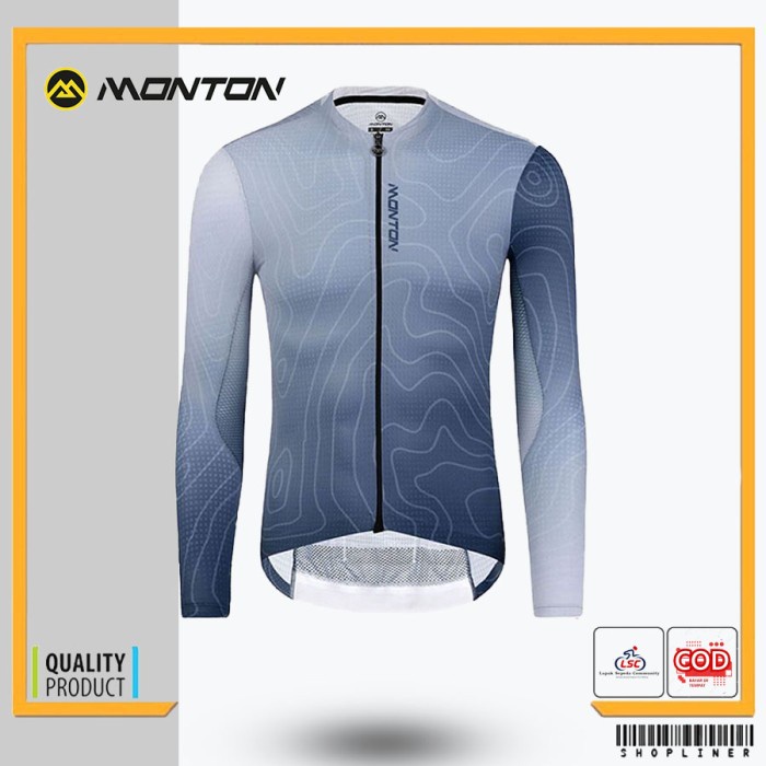 JERSEY SEPEDA MONTON MAN LONG CONTOURLINE GREY CYCLING JERSEY ROADBIKE - S