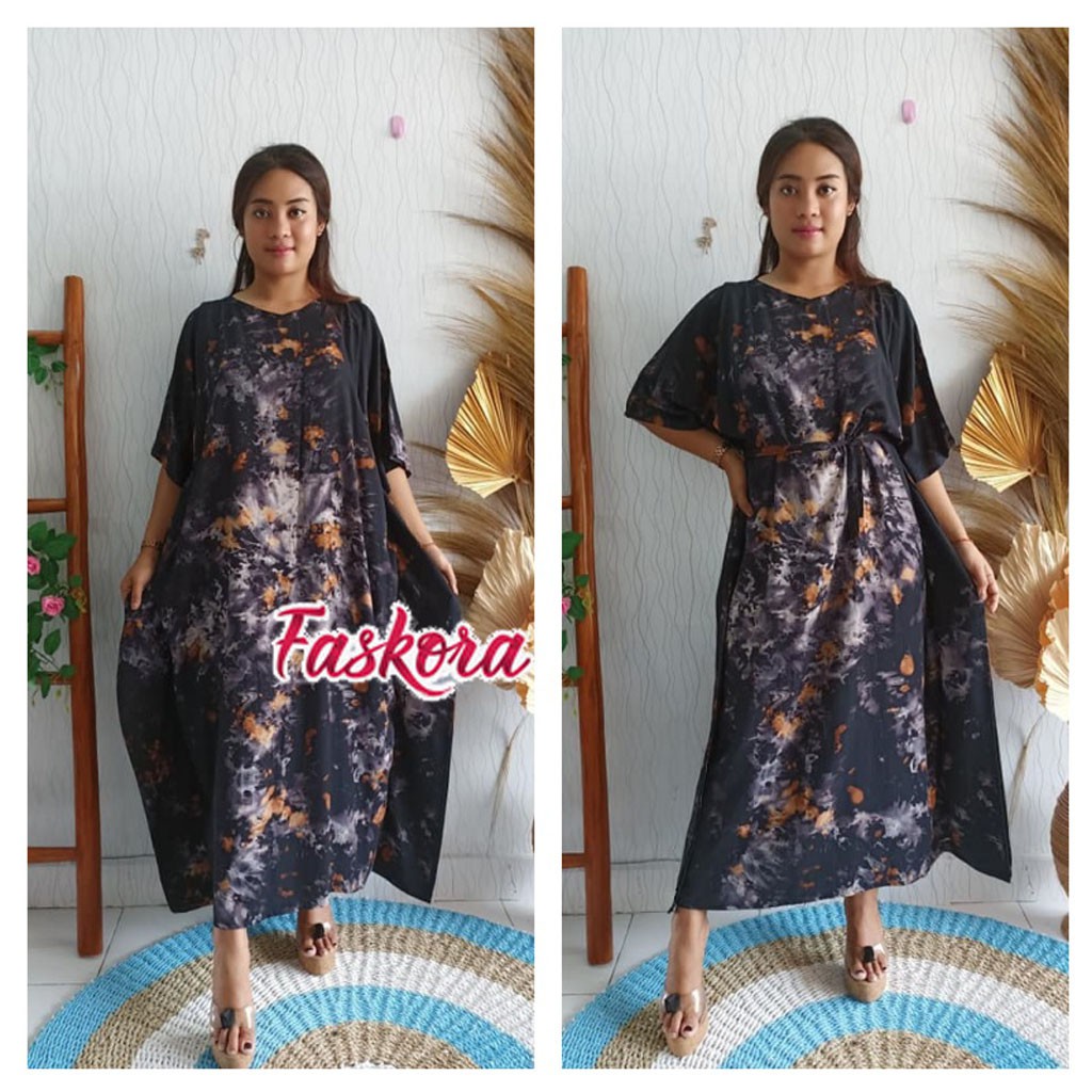 Kaftan Murah Jumbo / Baju Kaftan Wanita Terbaru Lebaran / Kaftan Polos Panjang Tie dye