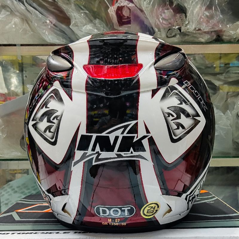 HELM INK CENTRO JET MOTIF #6 WHITE BLUE DAN WHITE RED-5