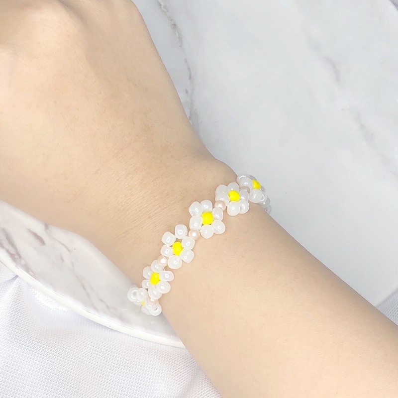 White Flower bracelet / Bracelet beads / Gelang dan cincin manik