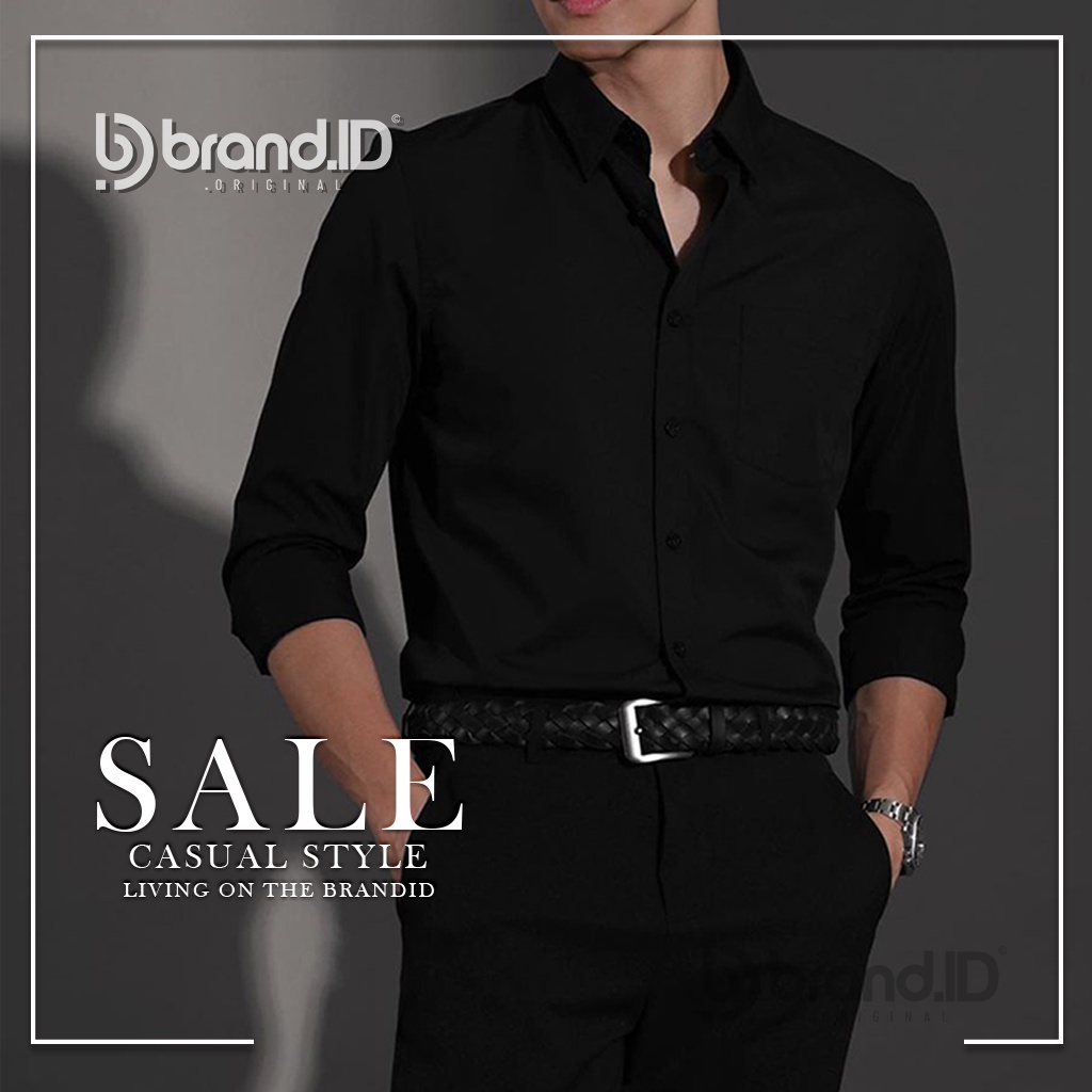 KEMEJA HITAM PRIA SLIMFIT TANGAN PANJANG / KEMEJA KANTORAN PRIA HITAM DAN WARNA KATUN PREMIUM