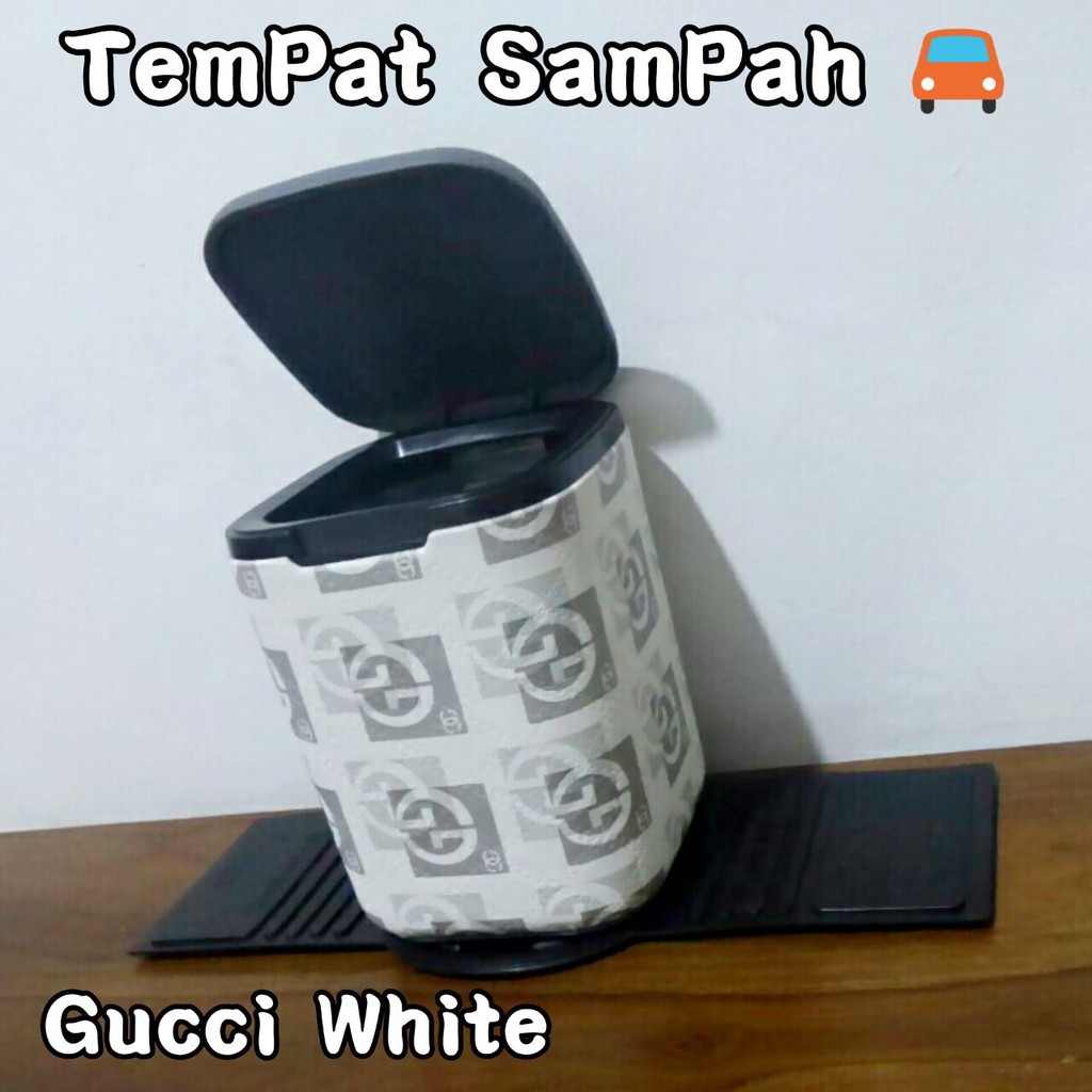 Tempat Sampah - Keranjang Sampah Mini - Box Sampah Buat diMobil Motif Gucci white