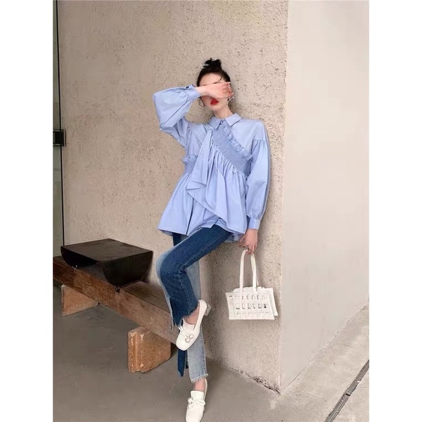 Gea Smock Blouse / Baju Atasan Ruffle Wanita Import