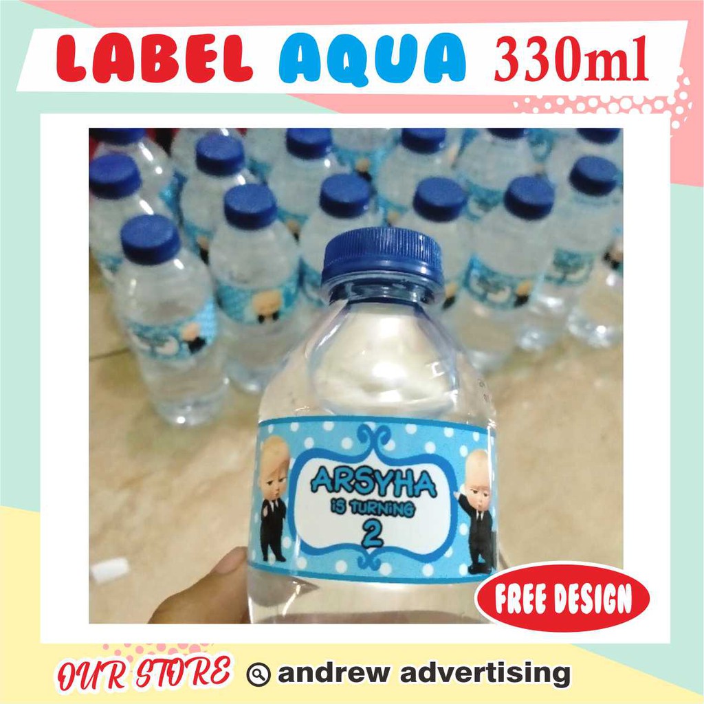 Label Ultah Botol Aqua 330 ml Custom Dessert Table