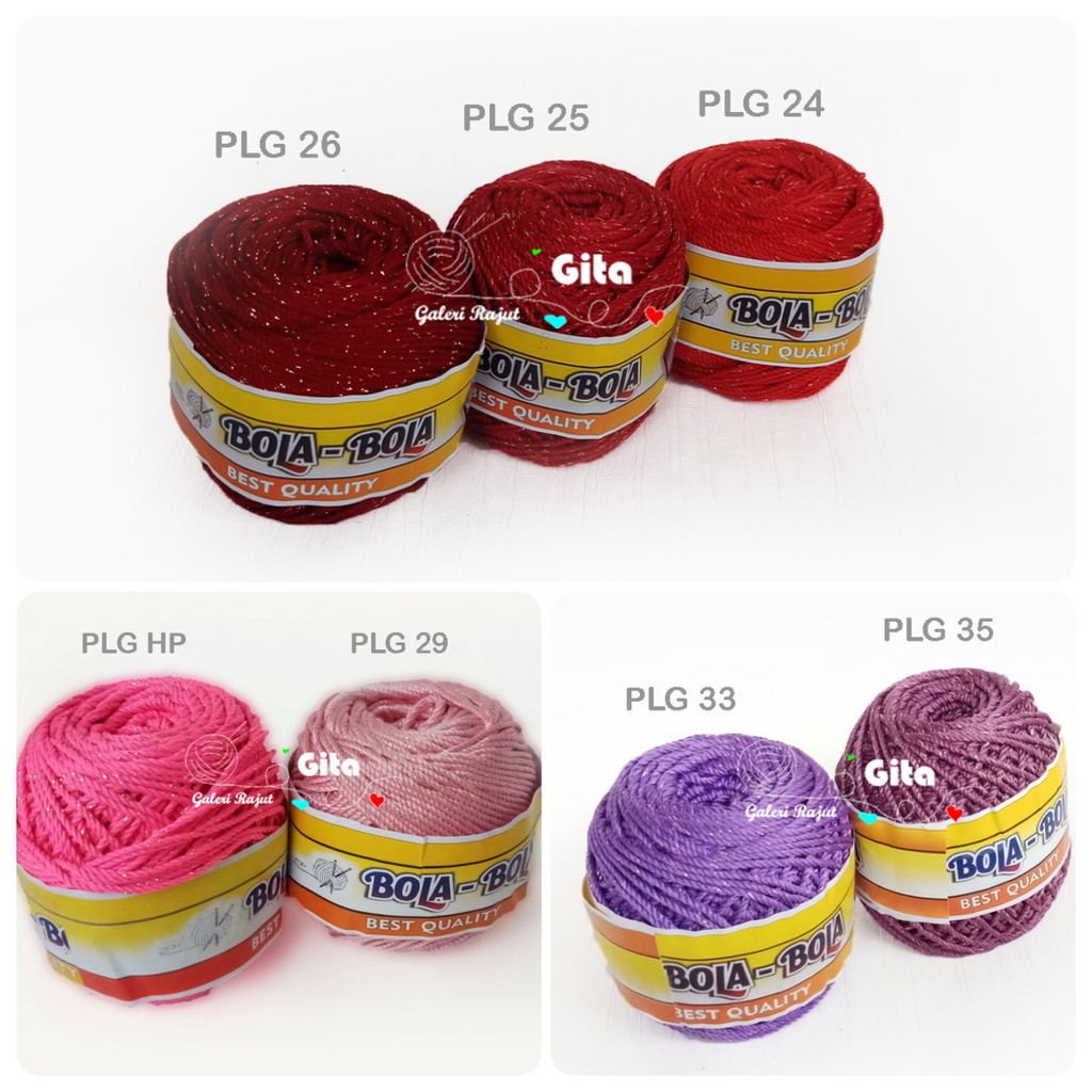 Benang Rajut Poly Glitter, Benang Polyester Gliter Bola-bola