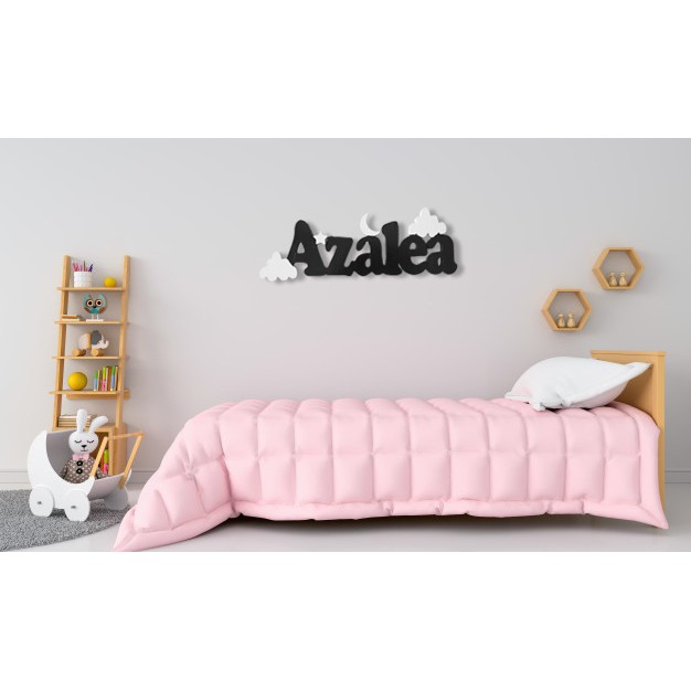 Hiasan Dinding Pajangan Kayu Custom Nama Anak Ukiran Awan Bulan Dekorasi Ruangan Shabby Chic