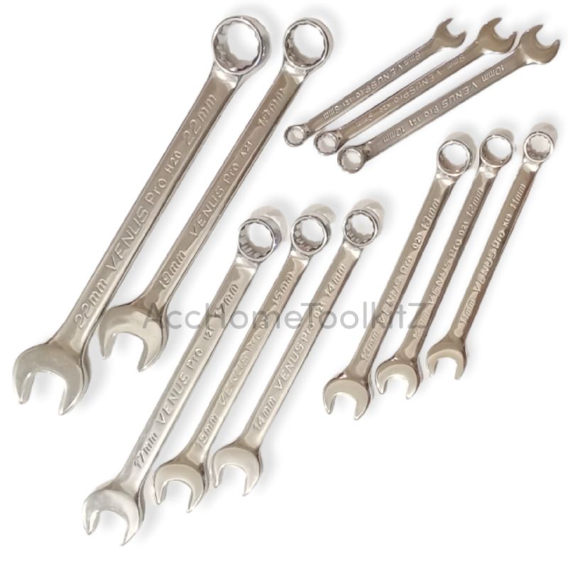 Kunci Ring Pas Set Venus PRO 11Pcs Ukuran Nomor 8 - 22 JAPAN QUALITY / Combination Spanner / Ukuran 8&quot; / 9&quot; / 10&quot; / 11&quot; /12&quot; / 13&quot; / 14&quot; / 15&quot; / 17&quot; / 19&quot; / 22&quot;