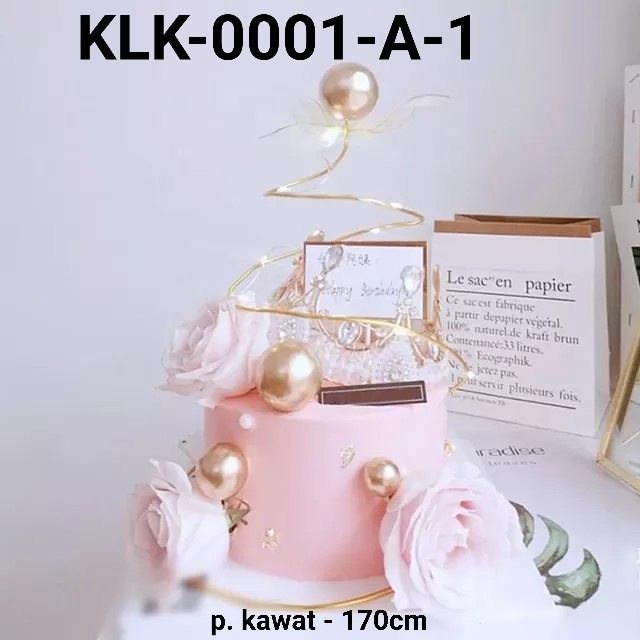 

GR-KLK-0001 HIASAN KUE CAKE TOPPER KAWAT MELINGKAR EMAS SILVER DISKON GEDE