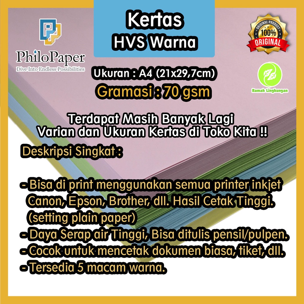 

Kertas HVS Warna 70 gsm A4