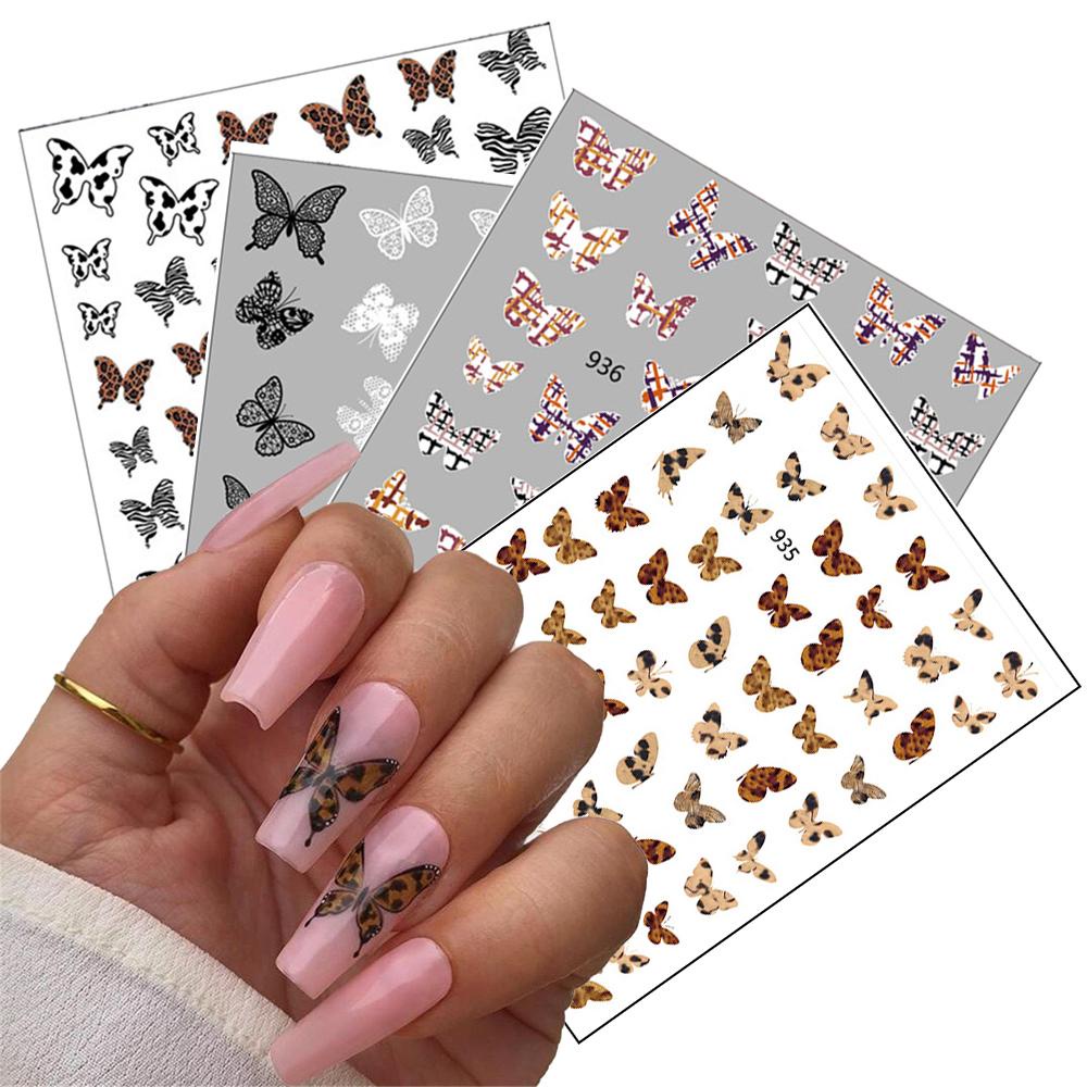 AUGUSTINA Agustin 3D Nail Art Stiker Rumah Salon Kuku Desain Warna-Warni Manicure Adhesive Decal