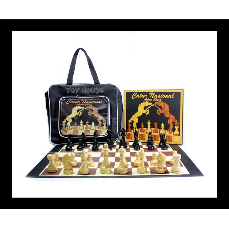 | Catur Kayu Papan Lipat Ukuran Standar Internasional - Kayu Sawo |