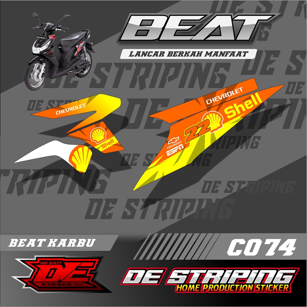 SHELL STRIPING VARIASI STIKER BEAT KARBU (C074) STICKER MOTOR RACING SEMI FULL VARIASI STIKER KEREN 