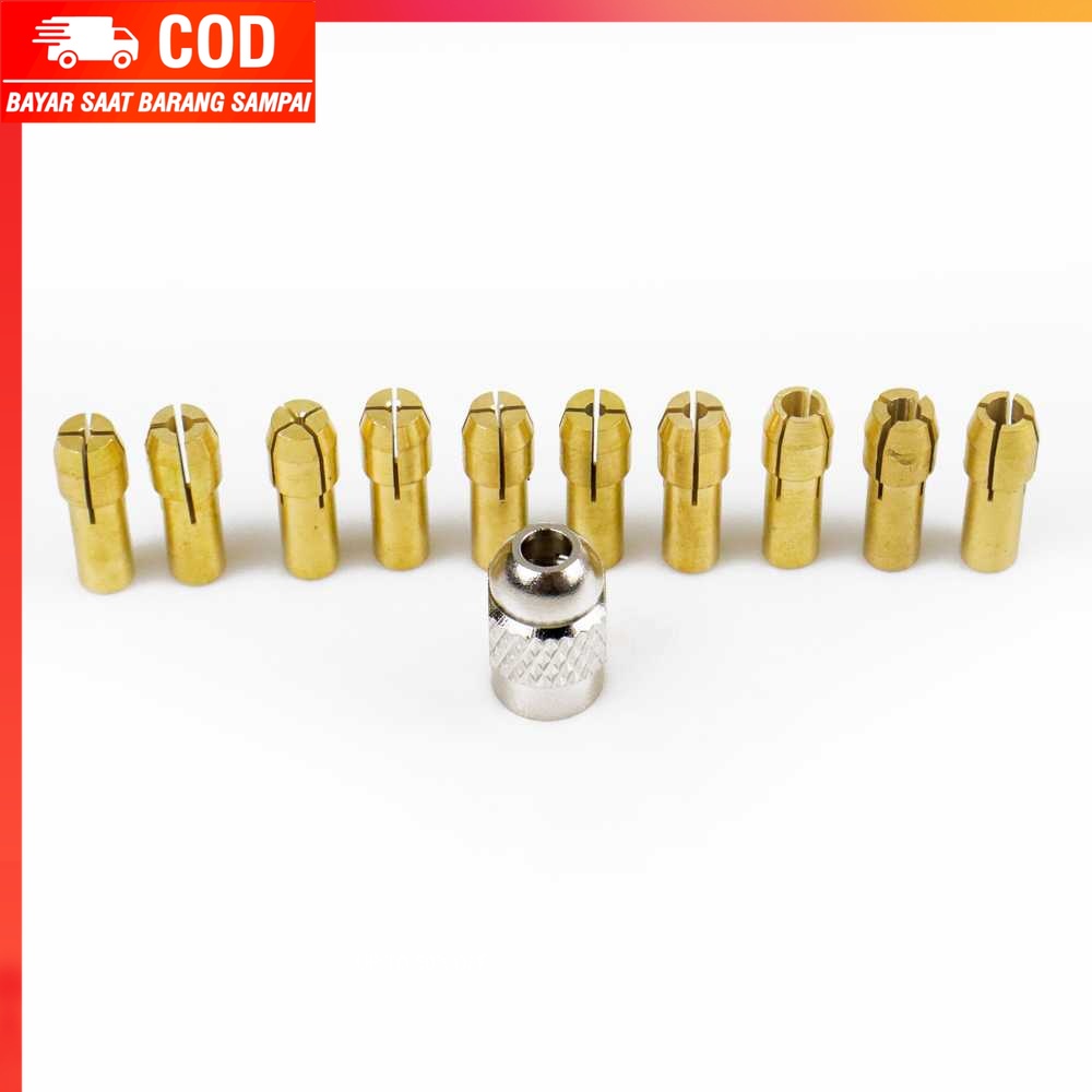 (100% BARANG ORI) Taffware Chuck Mata Bor Drill Brass Collet 11PCS - DMPJ-31