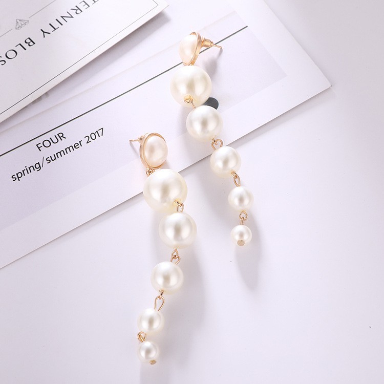 Korean personality pearl long earrings female atmospheric earrings fashion jewelry