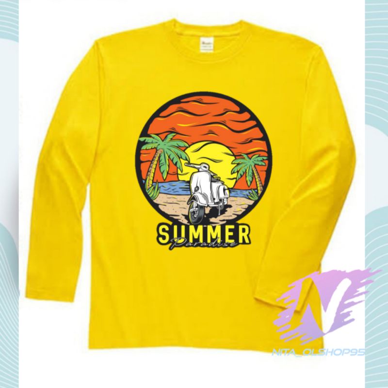 kaos summer kaos anak lengan panjang animasi Vespa pantai