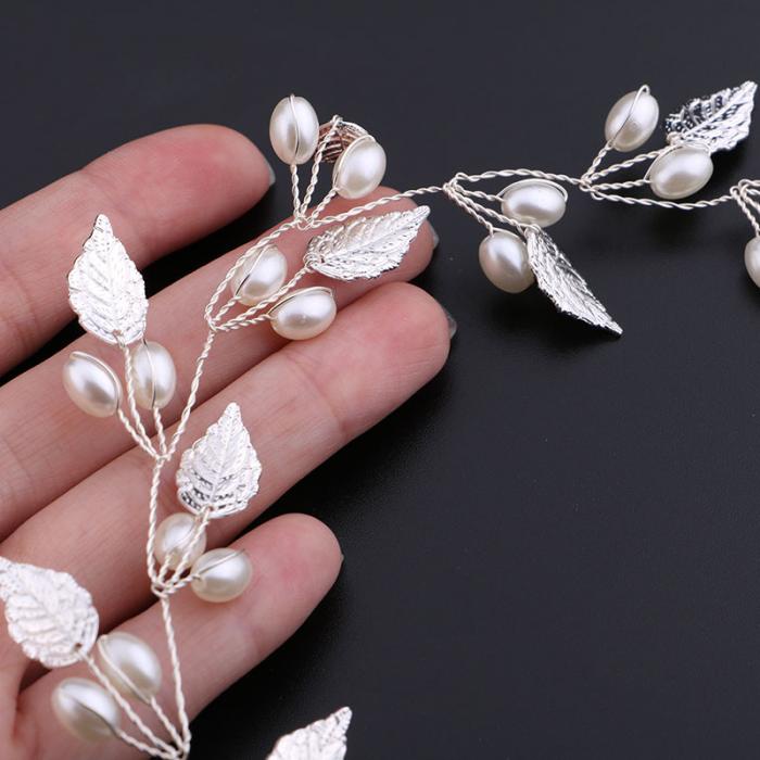 Korean Mori Sweet Bride Golden Headdress Leaf Pearl Hair Band / Bridesmaid Hair Accessories Wedding Dresses With Accessories