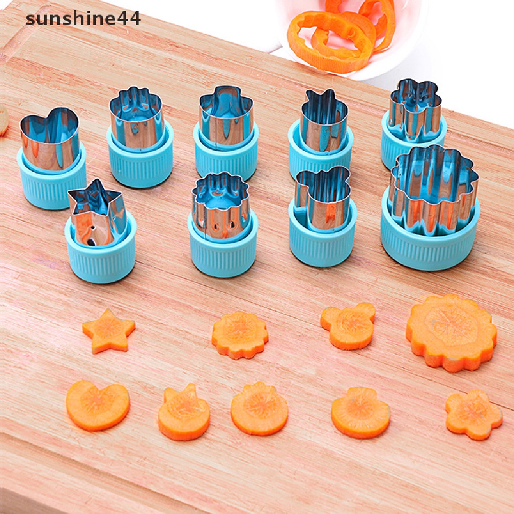 Sunshine 9Pcs Cetakan Cutter Stainless Steel Untuk Kue / Biskuit / Buah / Sayuran