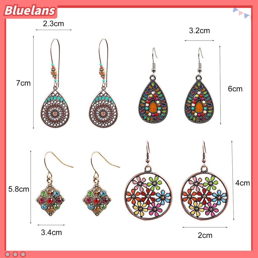 Bluelans Anting Tusuk Gantung Retro Bohemia Vintage Untuk Wanita