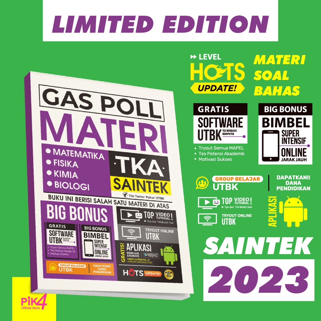 Buku Gas Poll Materi TKA SAINTEK 2023 Versi Murah The King UTBK SBMPTN Termasuk Soal dan Pembahasan