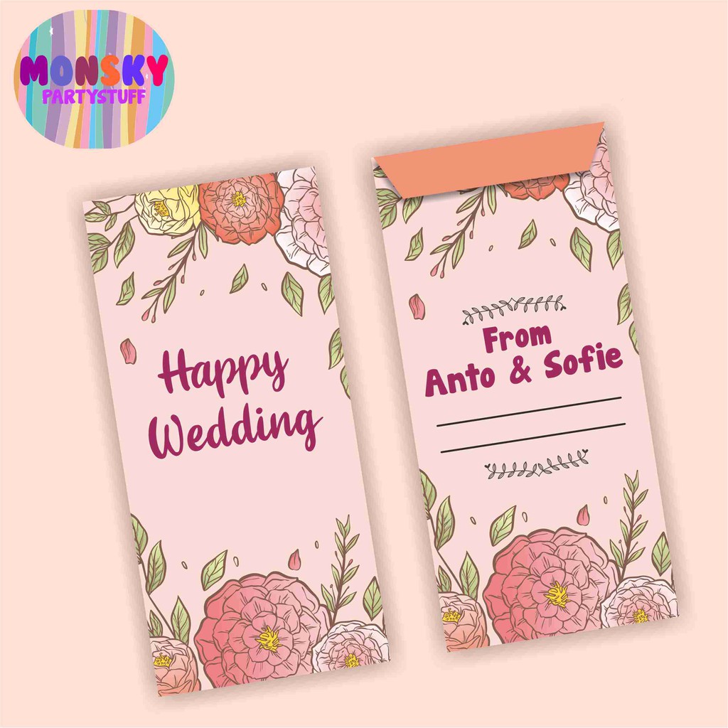 

(10 Pcs) Amplop Kondangan Angpao Wedding Custom Nama / Amplop Kekinian / Ampao Nikah