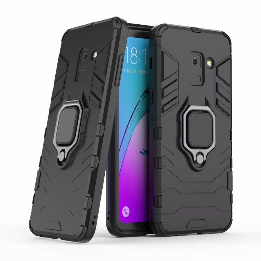 CASE SAMSUNG A8 PLUS 2018 RUGGED ARMOR ROBOT STANDING IRING CASE