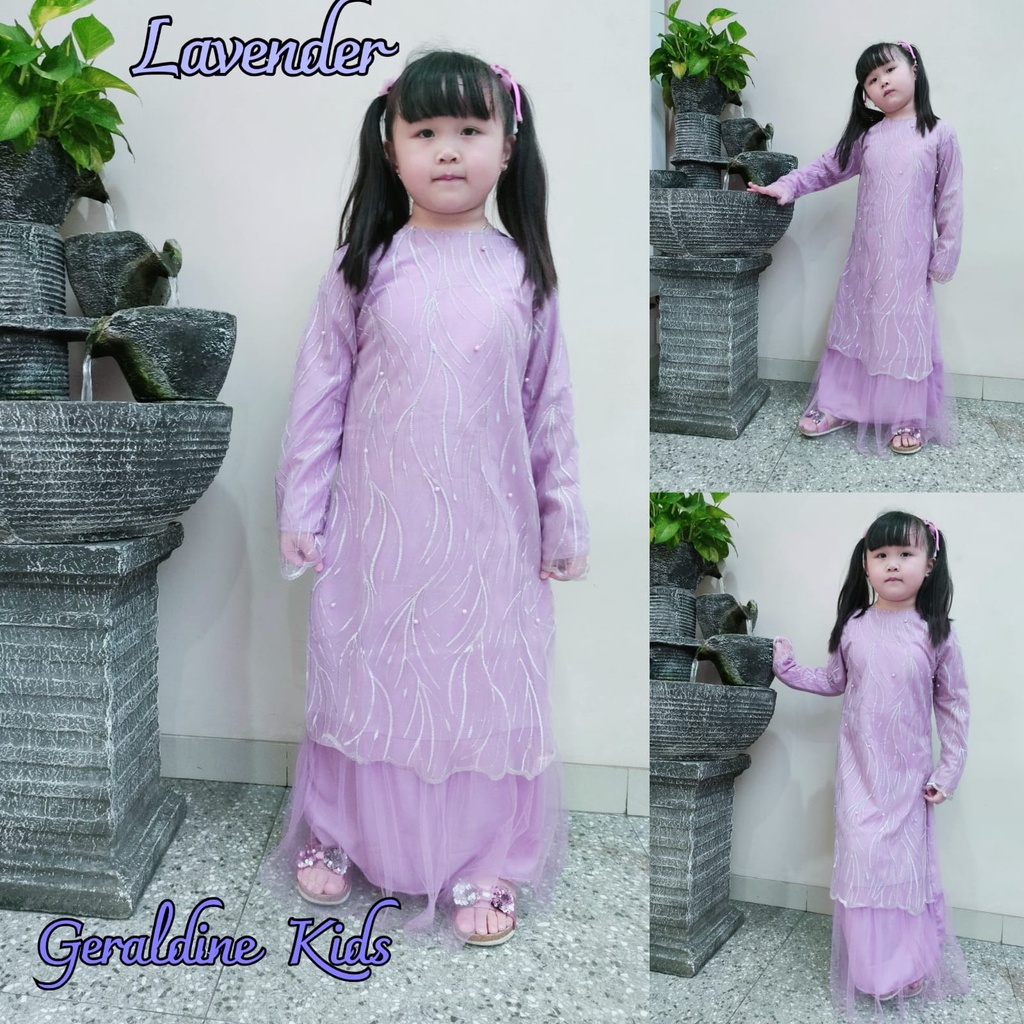 Geraldine Kid Baju Gamis Brukat Anak Perempuan/Gamis Anak Brukat Tile/Fashion Gamis Pesta/ Gamis Couple Seragaman